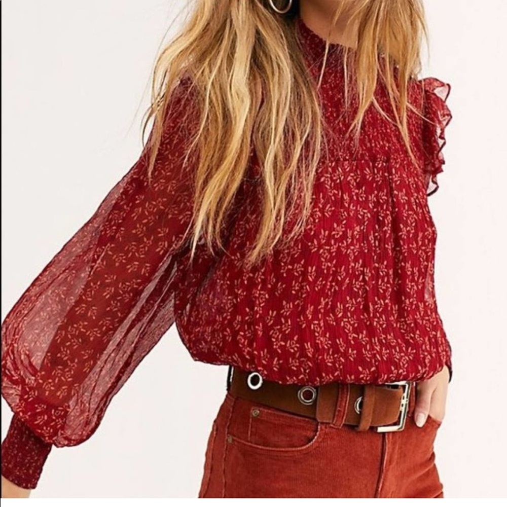 Free People Roma Blouse in Red